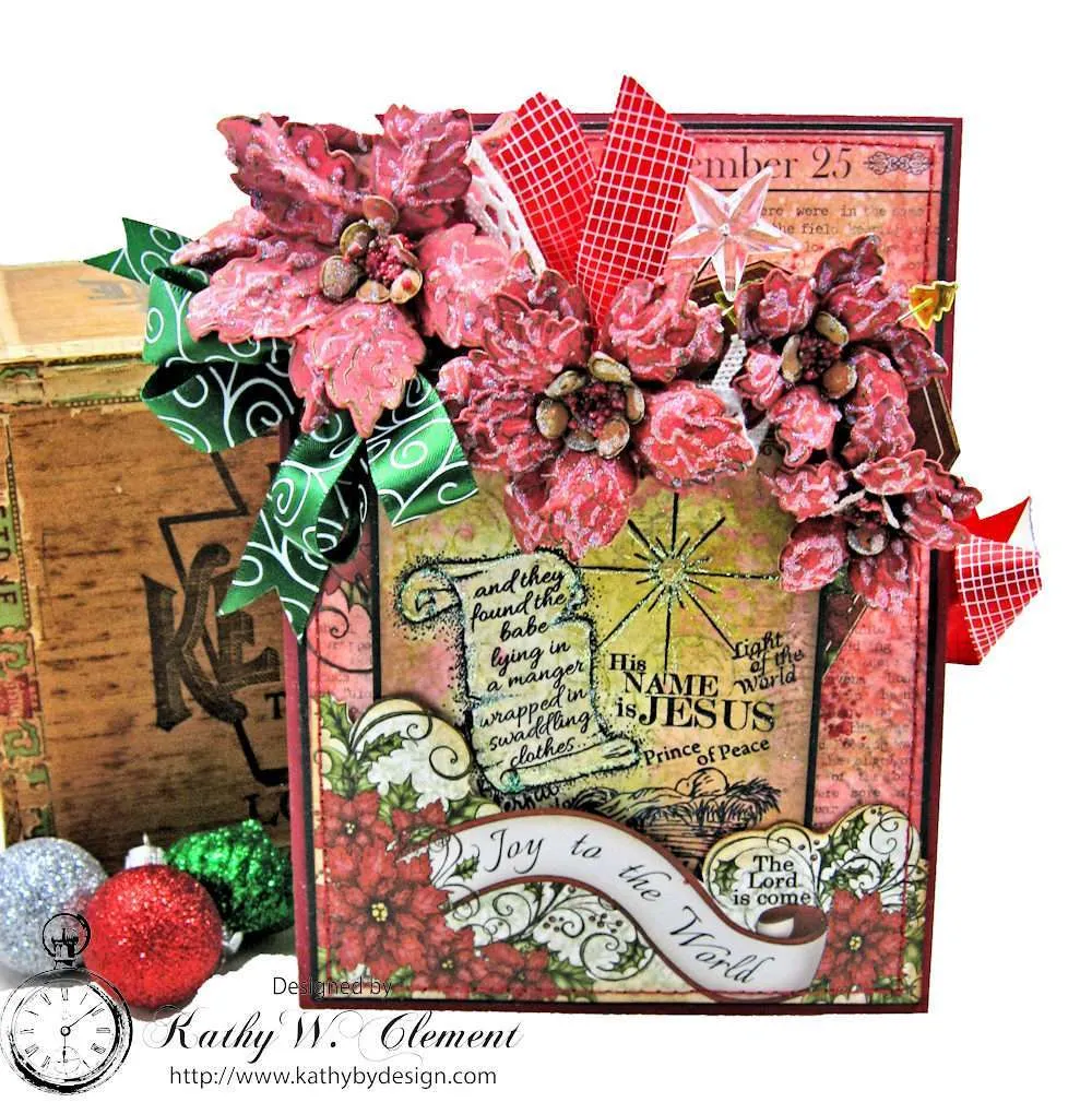 Christmas Joy Card Folio Sparkling Poinsettia by Kathy Clement Product by Heartfelt Creations Photo 1