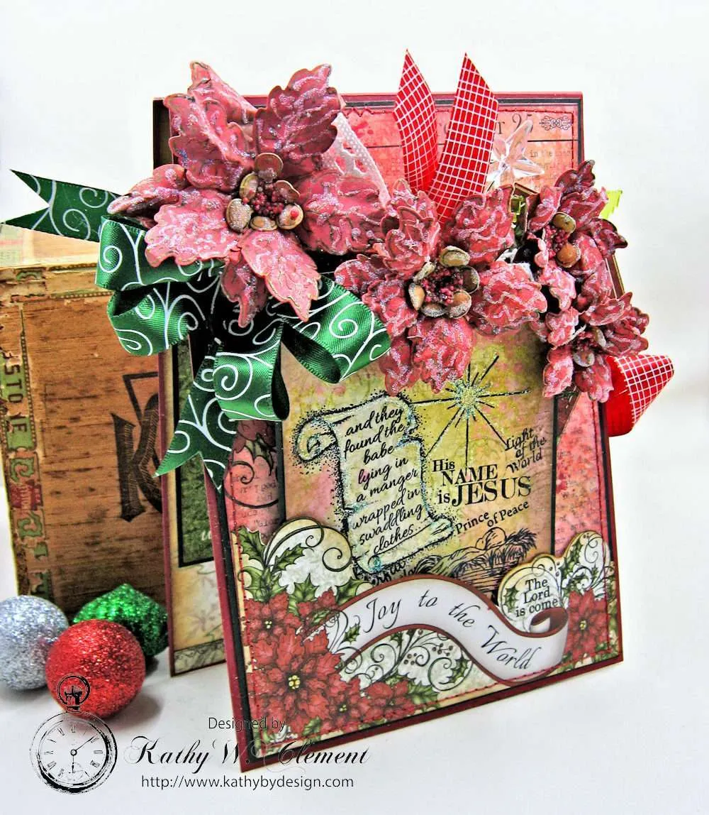 Christmas Joy Card Folio Sparkling Poinsettia by Kathy Clement Product by Heartfelt Creations Photo 3