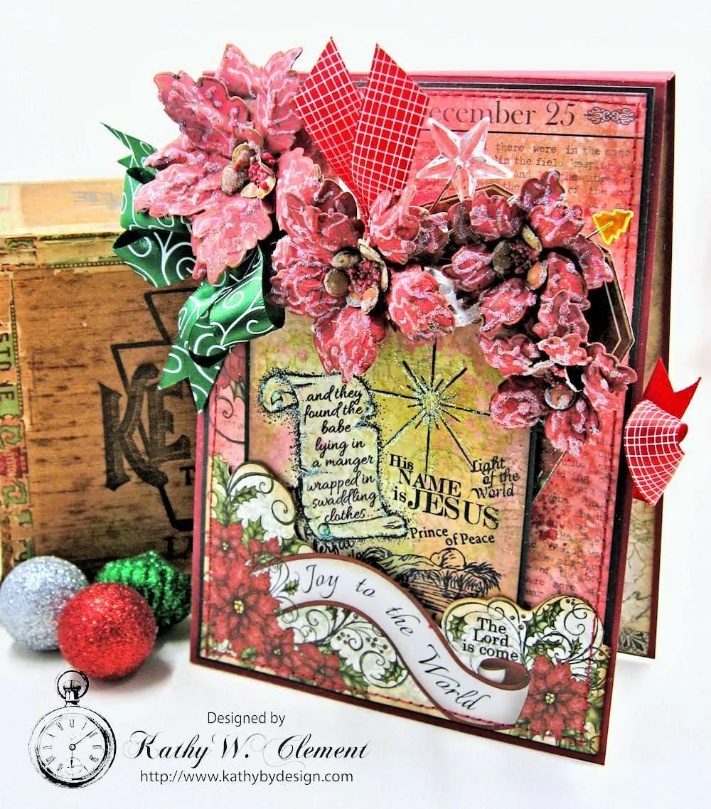 Christmas Joy Card Folio Sparkling Poinsettia by Kathy Clement Product by Heartfelt Creations Photo 2