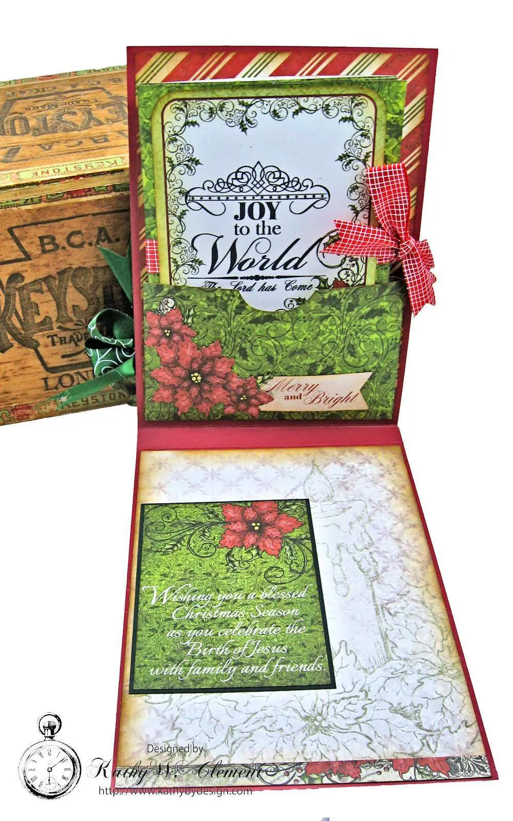 Christmas Joy Card Folio Sparkling Poinsettia by Kathy Clement Product by Heartfelt Creations Photo 5
