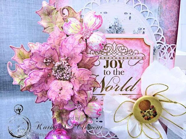 Pink Christmas Poinsettia Greeting Card Tutorial by Kathy Clement for Heartfelt Creations Alumni Hop Photo 2