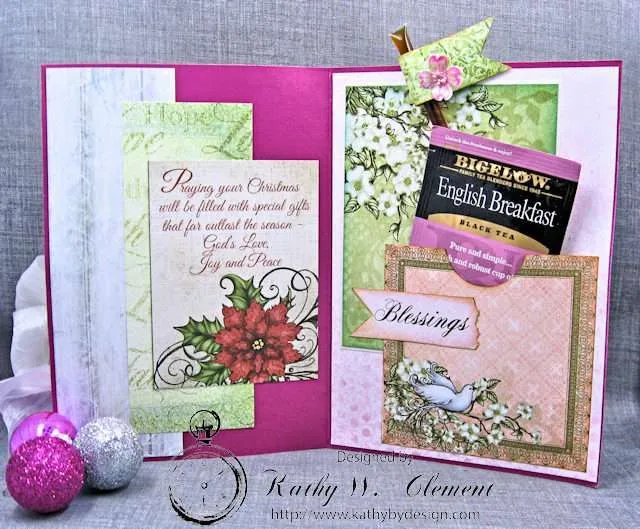 Pink Christmas Poinsettia Greeting Card Tutorial by Kathy Clement for Heartfelt Creations Alumni Hop Photo 4
