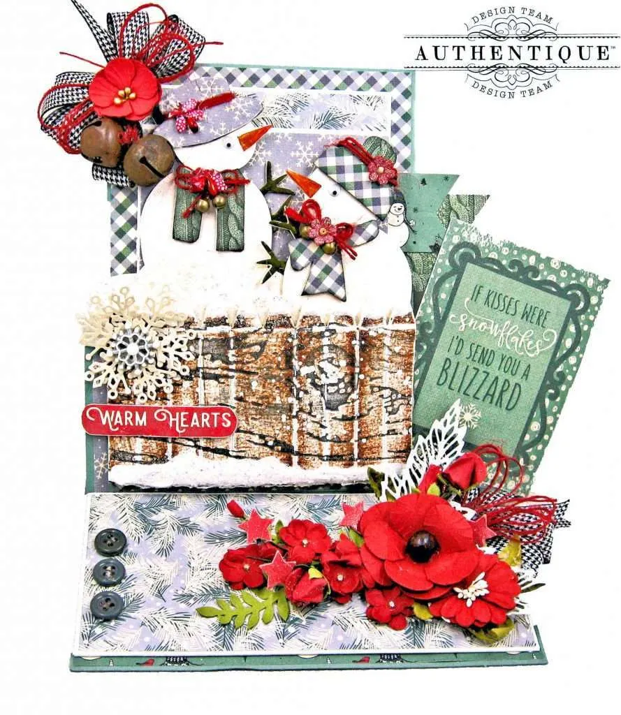 Eileen Hull Sizzix Snowman Box Easel Card Authentique Snowfall by Kathy Clement Kathy by Design Photo 01